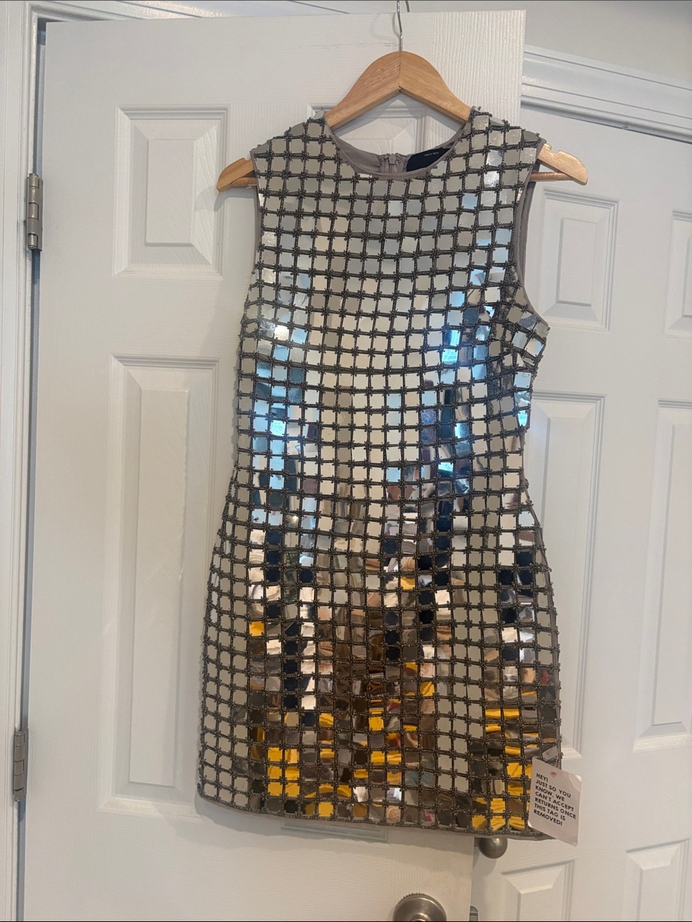 ASOS Mirror Sequin Grid Mini Dress in Silver